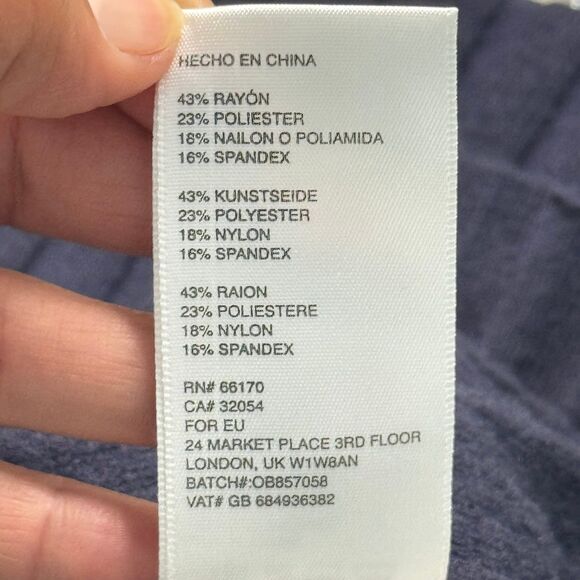 Free People Navy Rib Knit Sweater Mini Dress Short Sleeves Asymmetric Buttons S - Picture 10 of 10